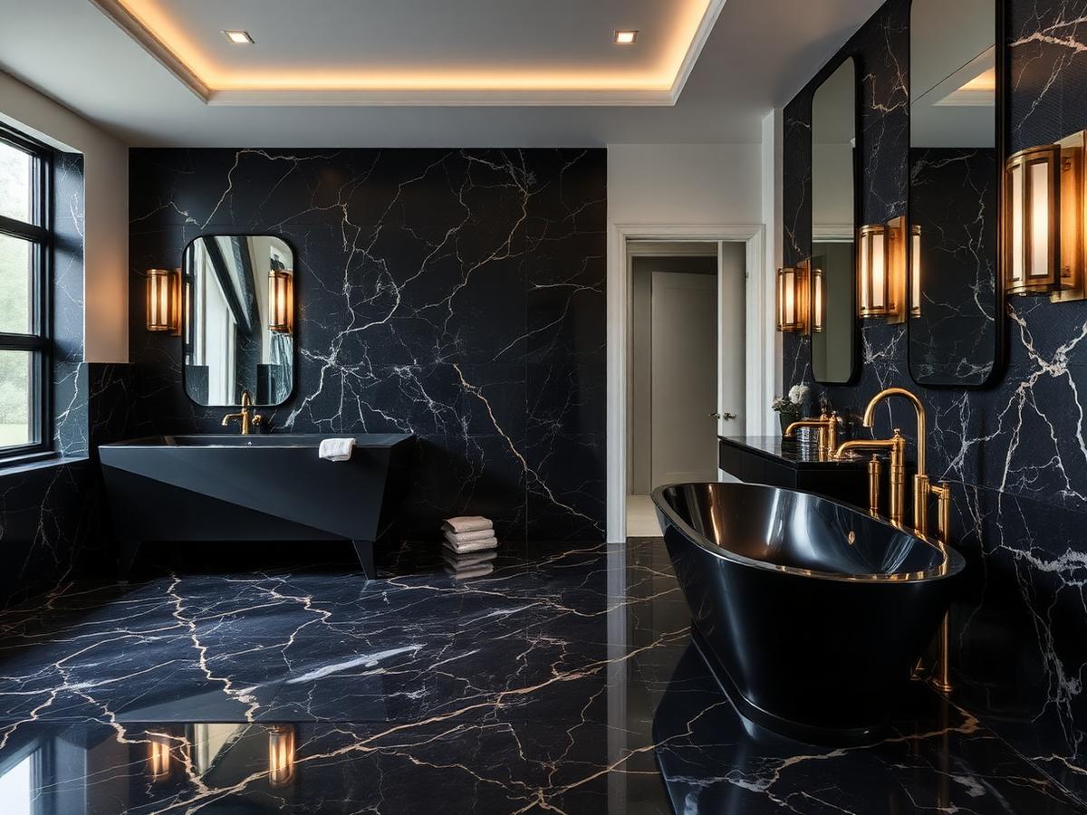 River Oaks · Marble Herringbone Bath
